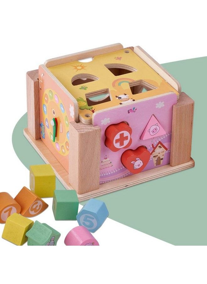 BAYBEE Wooden Colorful Intelligence Box Toys For Kids Wooden Blocks Shape Matching Kids Toys With 5 Panels & Clock Early Educational Learning Toy For Kids Boys & Girls (0 Pieces)  - Image 2