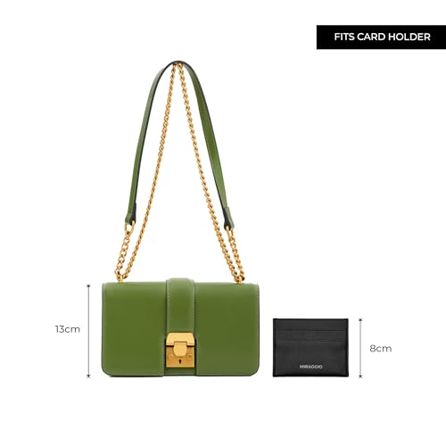 Miraggio Scarlet Solid Crossbody Bag with Convertable Sling/Shoulder Chain for Women (Dark Green) - Image 3