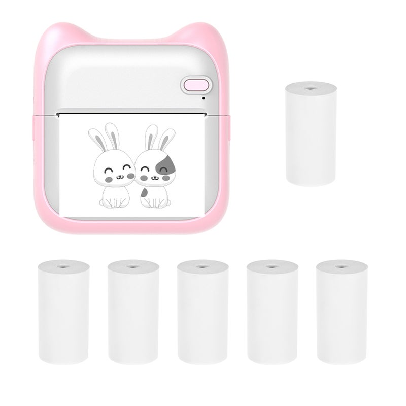 Mini Pocket Photo Printer Portable Thermal Printing Machine 203dpi Wireless BT Connection for Picture Lable DIY Handcraft List Meno Notes Journal Receipt Paper Instant Printer Sticker with 6 Roll - Image 1