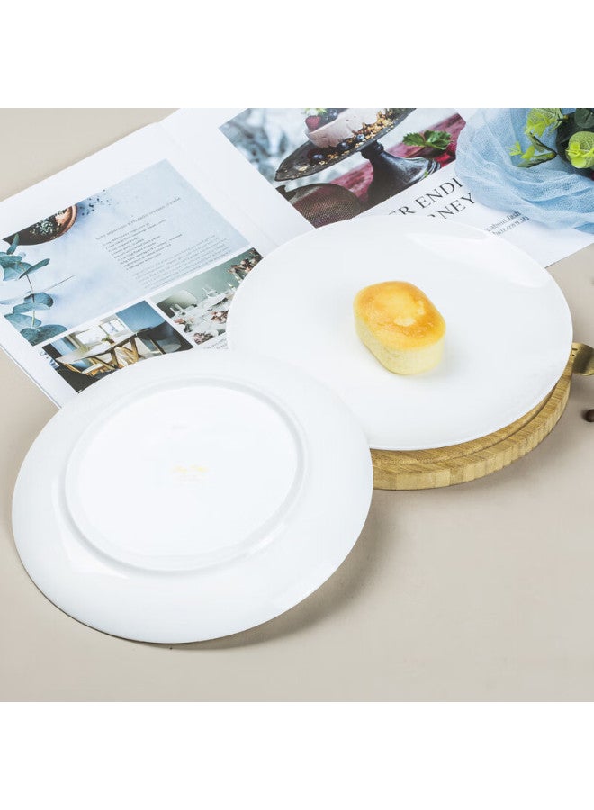 Sky Top Ceramic Plates, Pure White Bone China Dinnerware Set, 7-inch Moonlight Plates, 4-piece Set - Image 4