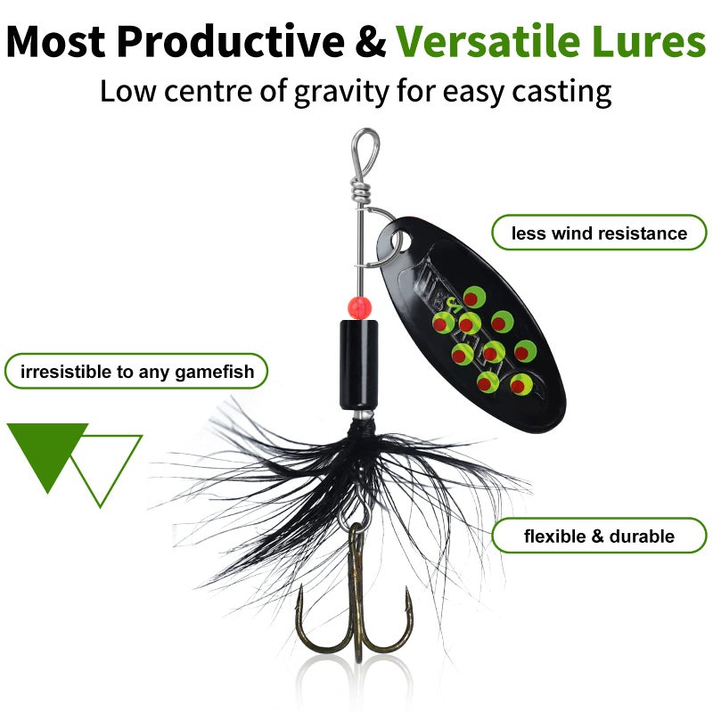 TRUSCEND طُعوم صيد دجاجة TRUSCEND المصنوعة بشكل جيد مع جسم وشفرة نحاسية لامعة، نظام ملاعق دوارة ثنائية الاتجاه لصيد الأسماك، طعوم كراپي للمياه العذبة، طُعوم شفرة لصيد سمك الباس والتروت والوالاي. - Image 2