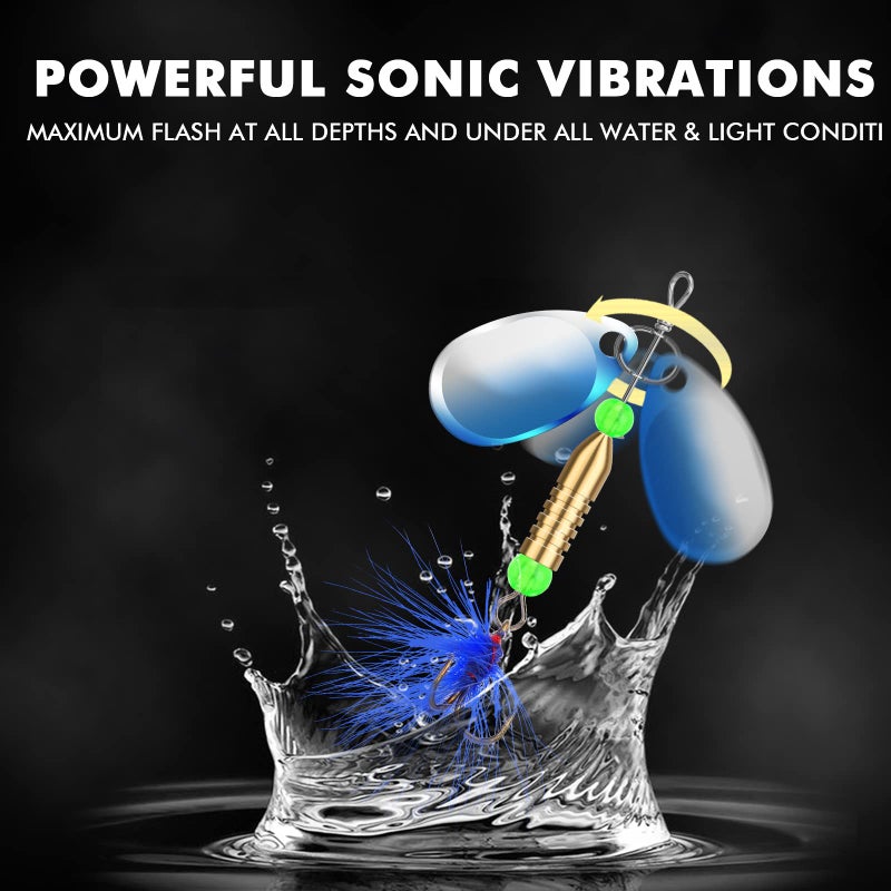 TRUSCEND طُعوم صيد دجاجة TRUSCEND المصنوعة بشكل جيد مع جسم وشفرة نحاسية لامعة، نظام ملاعق دوارة ثنائية الاتجاه لصيد الأسماك، طعوم كراپي للمياه العذبة، طُعوم شفرة لصيد سمك الباس والتروت والوالاي. - Image 4