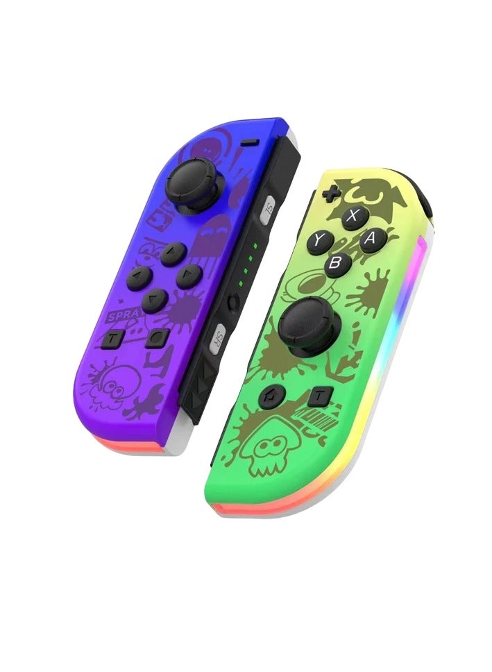 RGB Wireless Controller, 6 Axis Gyro Bluetooth Joystick Controller, Lightweight And Portable Gamepad With Wake Up Function, Dual Vibration Gaming Controller For Nintendo Switch, (Green And Purple) - Image 1