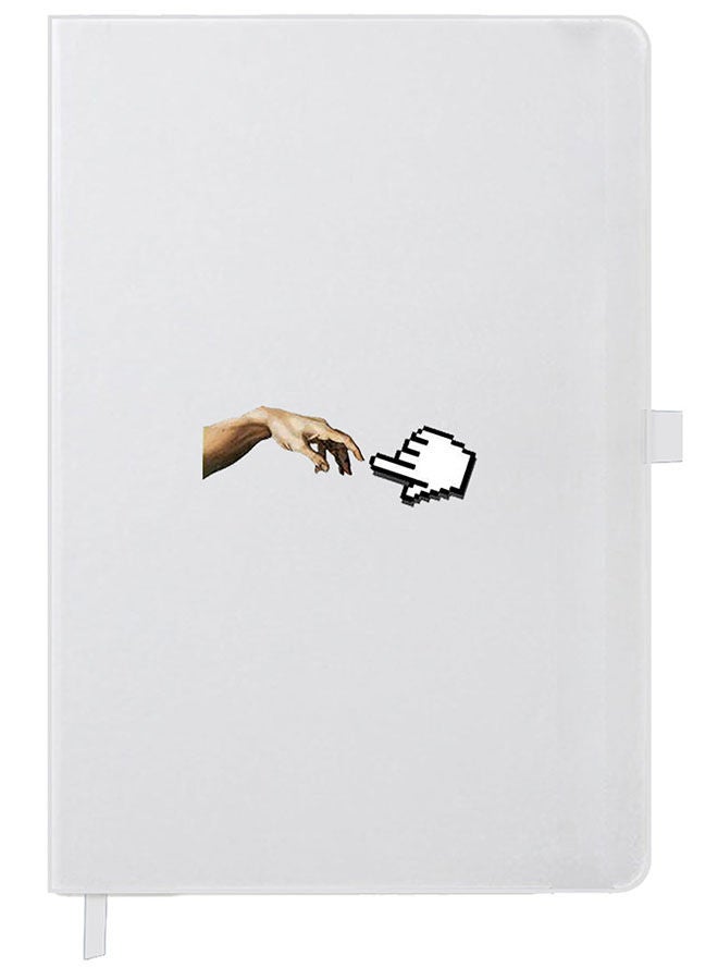 Theodor Designer A5 Thick White Hardcover Notebook Hand Mouse Pointer - Image 1