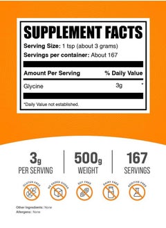 BULKSUPPLEMENTS.COM .com Glycine Powder - Glycine Supplements, Amino Acid Supplement - Unflavored & Gluten Free, 3g per Serving, 500g (1.1 lbs) (Pack of 1)  - Image 2