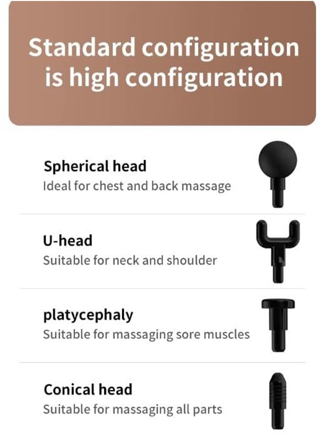 Generic - 4 in 1 Mini Fascial Gun , HS-520 Professional Impact Massage Gun 25W with 4 Heads and Vibrating Massager , for deep massage to relax muscles - Black - Image 1