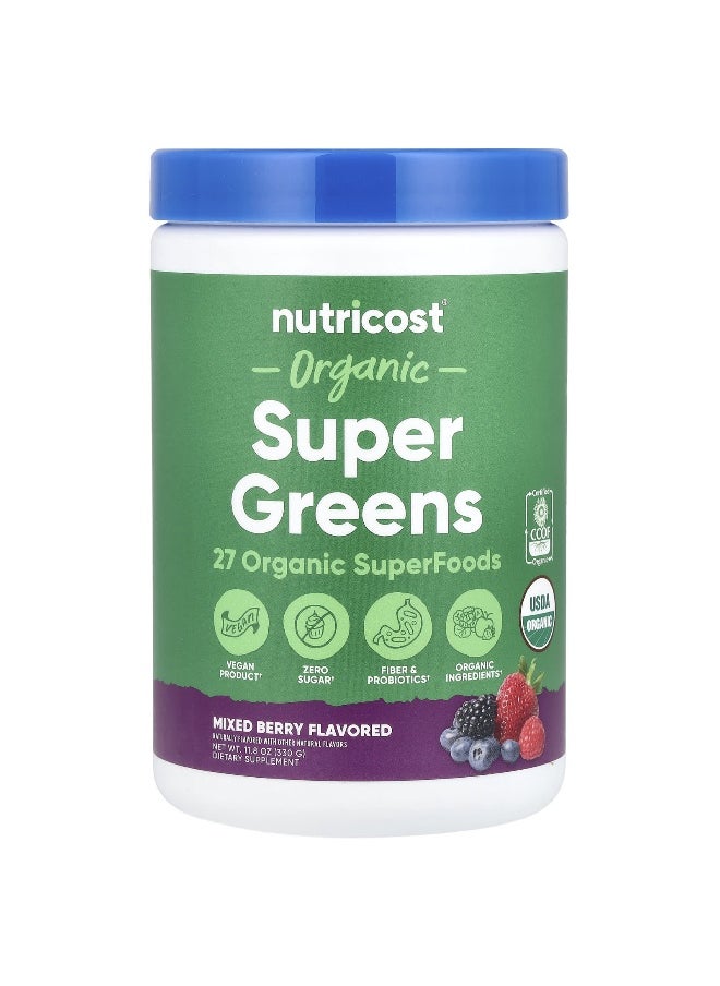 Nutricost - Nutricost, Organic Super Greens, Mixed Berry, 11.8 oz (330 g) - Image 1
