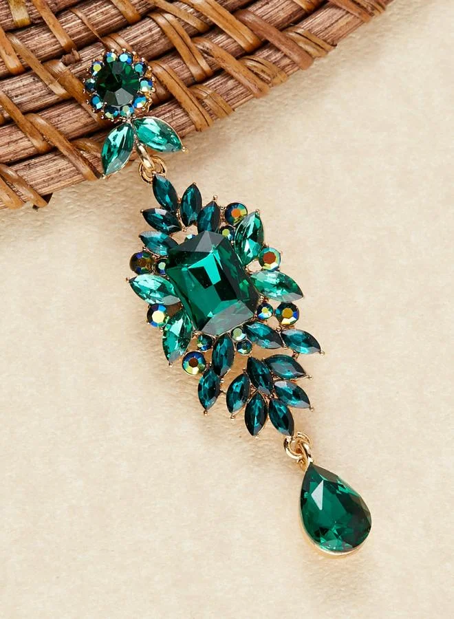 Take Two Take Two Green Embellished Earrings
