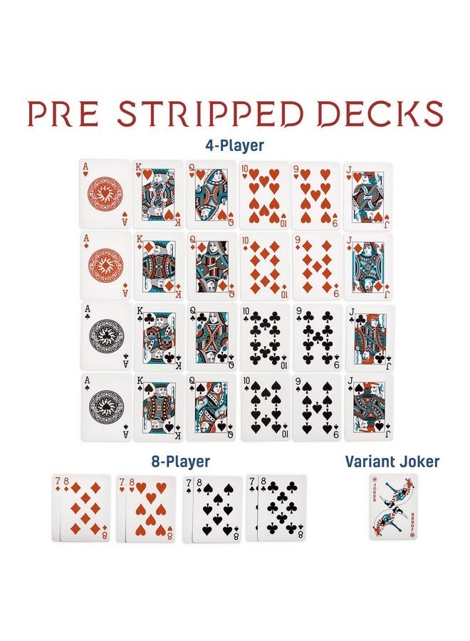 Brybelly Euchre Card Game - 2 Specialty Decks Pre-Stripped for Classic American Euchre or 6-Player Variant - Custom Bower Jacks & Blank Counter Cards Included - Image 2