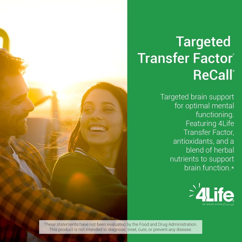 4Life Transfer Factor Recall  Supports Brain Health Memory and Learning with Ginkgo Biloba Bacopa Monnieri and Huperzia  90 Veggie Capsules - Image 4