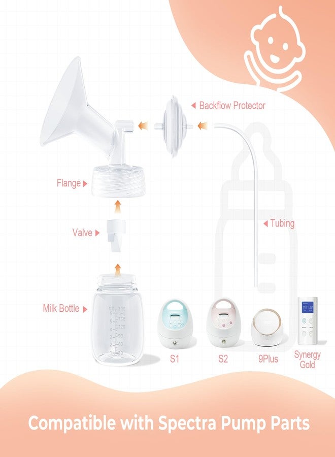 Hranio Breast Pump Parts Compatible with Spectra Replacement Pump Parts 17mm Flange, Spectra Pump Parts S1 S2 Replacements Full Set 4 Set (Full SET-17MM) - Image 2