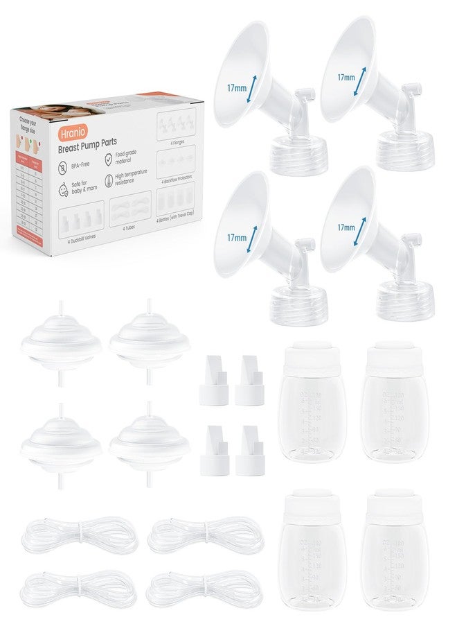 Hranio Breast Pump Parts Compatible with Spectra Replacement Pump Parts 17mm Flange, Spectra Pump Parts S1 S2 Replacements Full Set 4 Set (Full SET-17MM) - Image 1