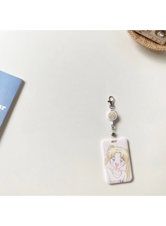 Sailor Moon Themed Retractable Card Holder with Charming Details Adorable Anime Design Effortless Access and Long Lasting Durability for ID and Badge - Image 1
