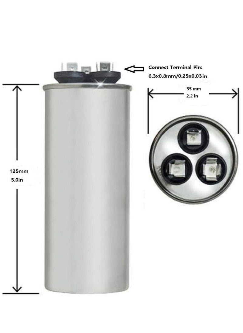 RACO 60+5 MFD uF Air Conditioner Capacitor Round Aluminum Electrolytic Dual Motor Run Capacitor 450V AC Withstand Voltage for Condenser Straight Cool or Heat Pump of Air Conditioner  - Image 2