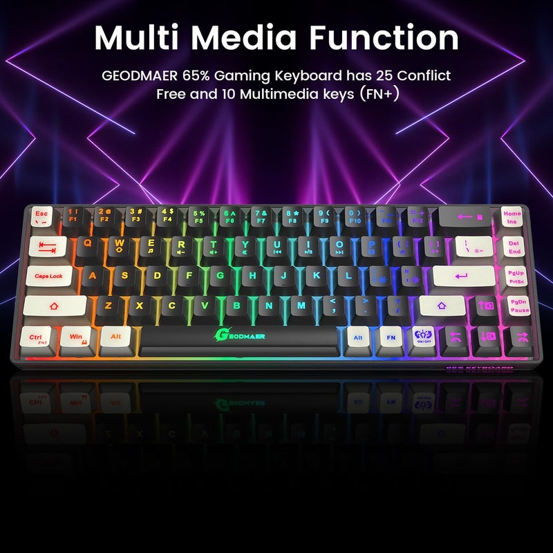 GEODMAER 65% Gaming Keyboard and Mouse Combo, RGB Backlit Keyboard + 7200 DPI Gaming Mouse, Ultra-Compact Anti-Ghosting Wired Keyboard and Mouse for PC Laptop Gamer - Image 5