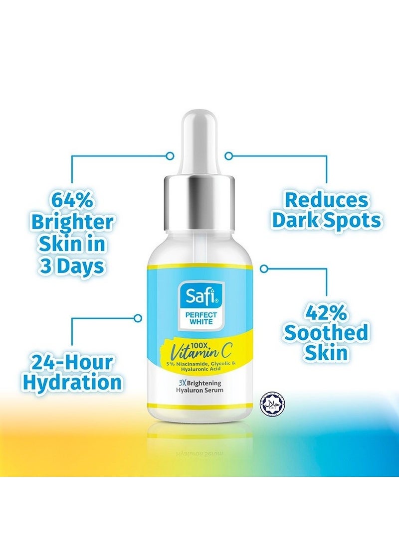 Safi Perfect White 3X Brightening Hyaluron Serum 30ml Niacinamide Vitamin C Hyaluronic Acid - Image 2