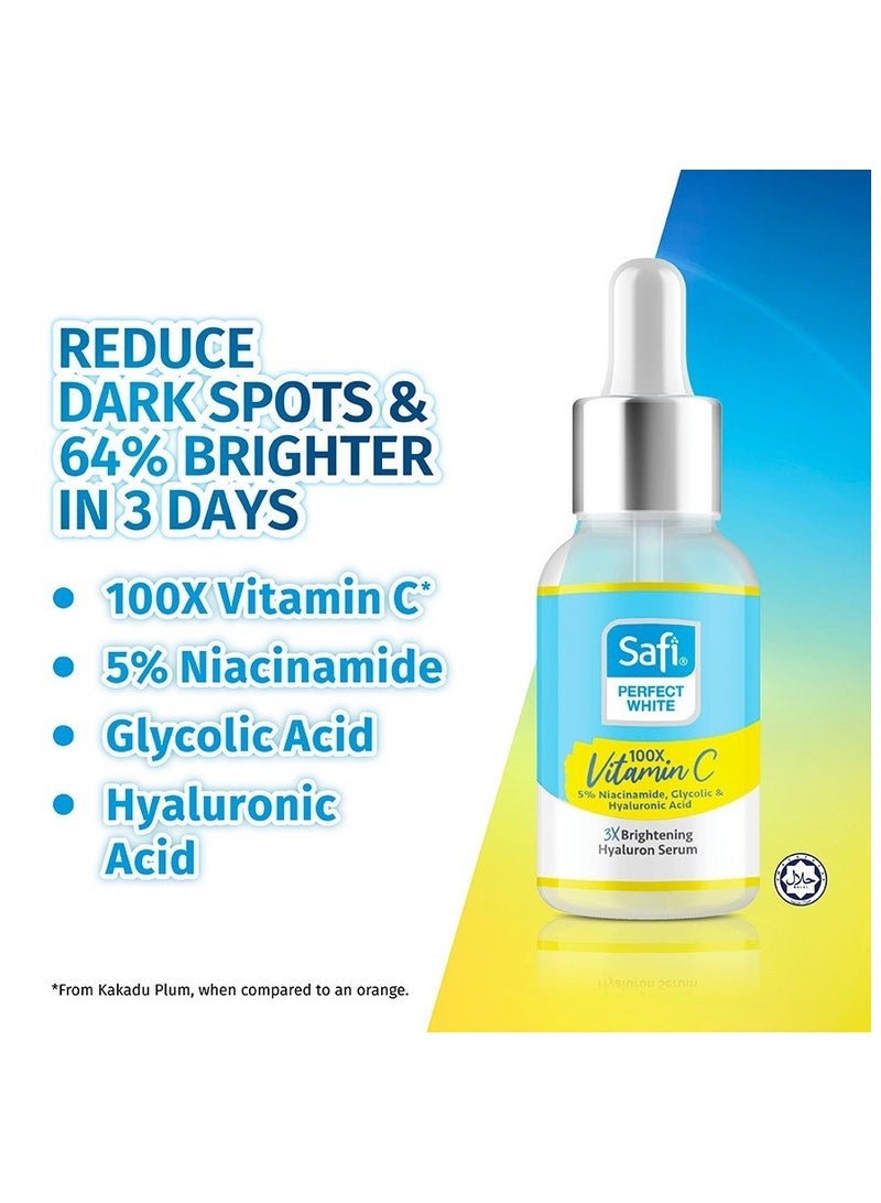 Safi Perfect White 3X Brightening Hyaluron Serum 30ml Niacinamide Vitamin C Hyaluronic Acid - Image 3