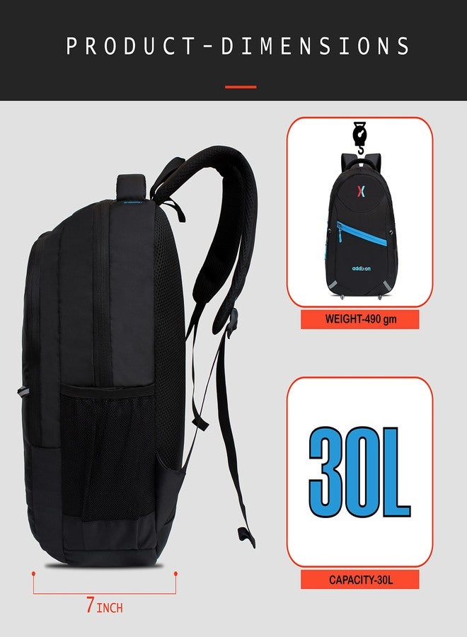 addixon 30 L Laptop Office/School/Travel/Business Backpack Water Proof - Fits Up to 17 Inch Laptop Notebook, Inside Organiser and 1 Year Warranty (Black Blue) - Image 2