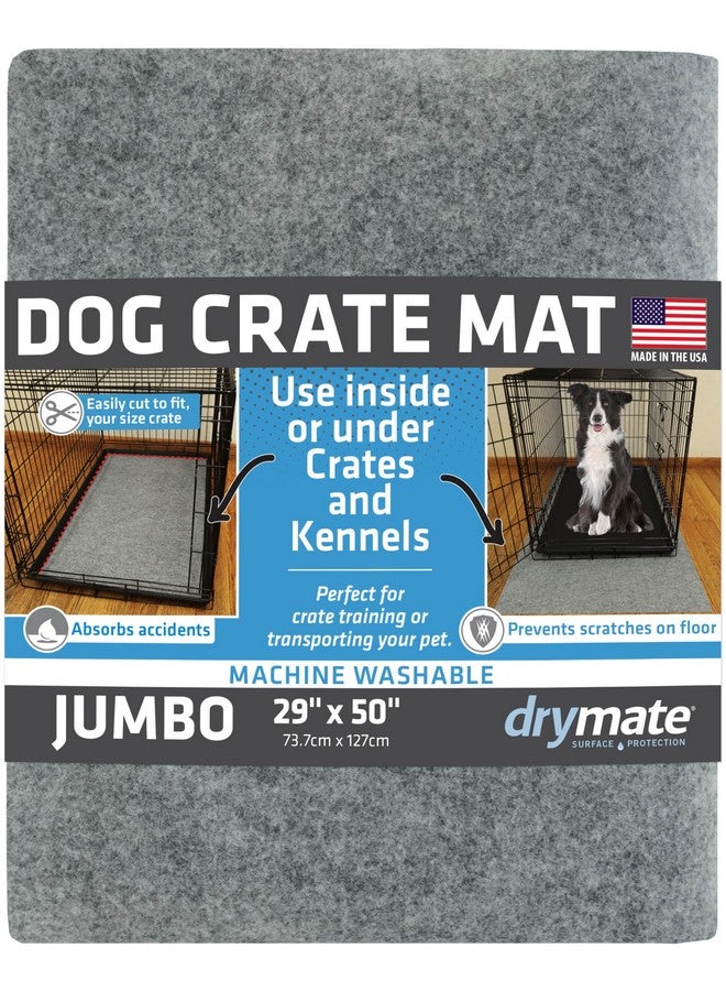 drymate Dog Crate Mat Liner, Absorbs Urine, Waterproof, NonSlip, Washable Puppy Pee Pad For Kennel Training  Use Under Pet Cage To Protect Floors, Thin Cut To Fit Design (Usa Made) (Lgrey)(29"X50") - Image 1