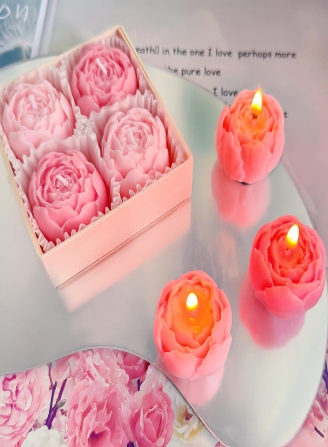 Peytanger 4-Pack Pink Scented Tea Lights, Flower-Shaped Beeswax Soy Wax Tealight Candles, Ideal for Relaxation, Spa, and Gifts - Image 3