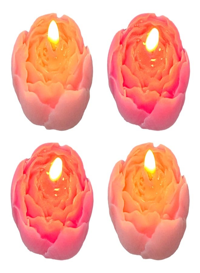 Peytanger 4-Pack Pink Scented Tea Lights, Flower-Shaped Beeswax Soy Wax Tealight Candles, Ideal for Relaxation, Spa, and Gifts - Image 1