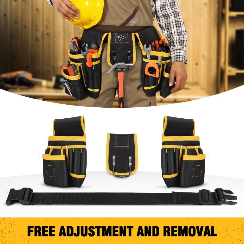 UUP Magnetic Tool Belt for Men, 26 Pockets Heavy Duty Tool Pouch, Magnet Holster Nail Utility Toolbelt Detachable Adjustable Adult Waist Holder for Handyman Contractor Mechanic Plumber Roofer Dad Gift - Image 5