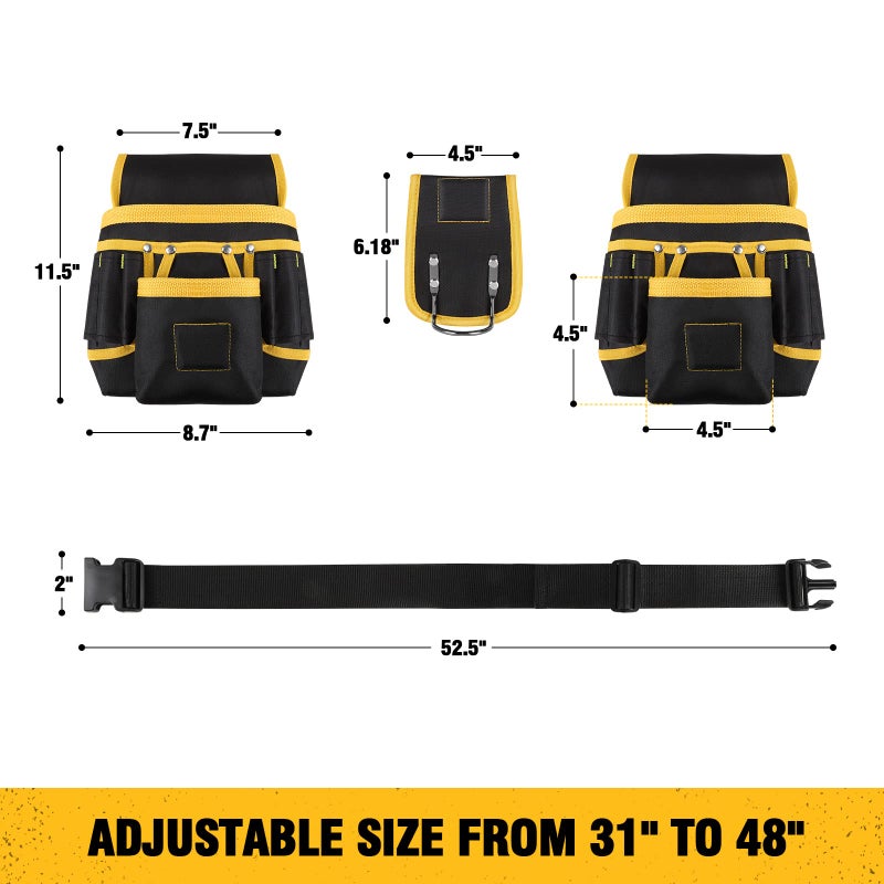 UUP Magnetic Tool Belt for Men, 26 Pockets Heavy Duty Tool Pouch, Magnet Holster Nail Utility Toolbelt Detachable Adjustable Adult Waist Holder for Handyman Contractor Mechanic Plumber Roofer Dad Gift - Image 2