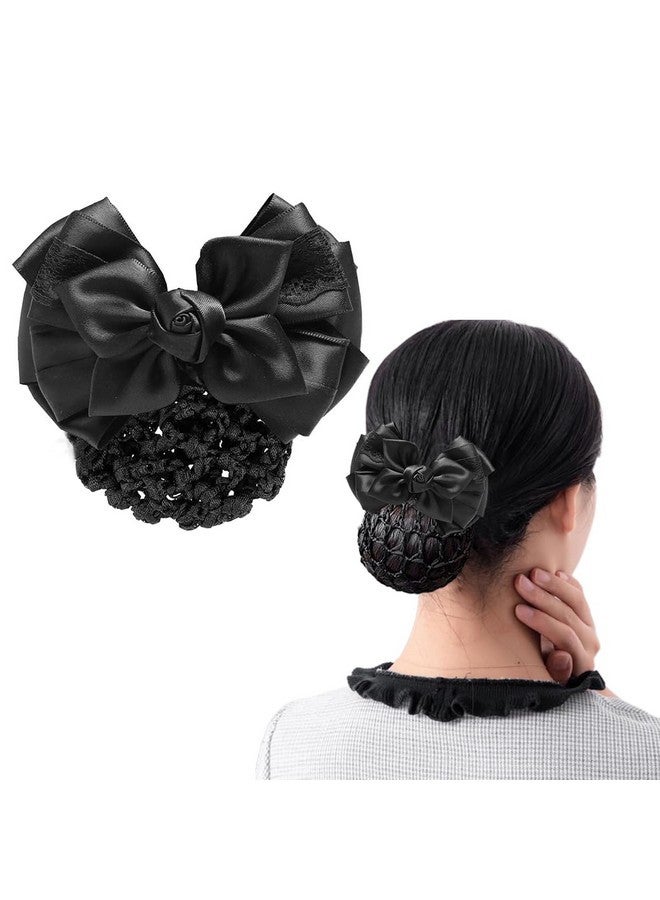 PALAY Hair Buns Clip, Bow Bun Nets Bun Maker For Hair, Lace Rose Hair Bun Accessories For Women, Spring Clip Snood Hair Net For Work Or Daily, Dancer Nurse Hair Accessory - Image 1