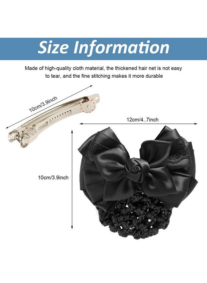 PALAY Hair Buns Clip, Bow Bun Nets Bun Maker For Hair, Lace Rose Hair Bun Accessories For Women, Spring Clip Snood Hair Net For Work Or Daily, Dancer Nurse Hair Accessory - Image 2