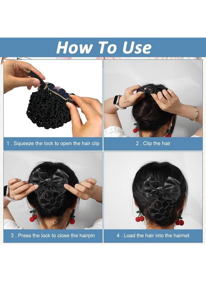 PALAY Hair Buns Clip, Bow Bun Nets Bun Maker For Hair, Lace Rose Hair Bun Accessories For Women, Spring Clip Snood Hair Net For Work Or Daily, Dancer Nurse Hair Accessory - Image 4