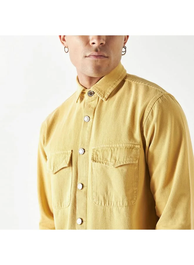 Lee Cooper Lee Cooper Solid Relaxed Fit Shirt with Long Sleeves
