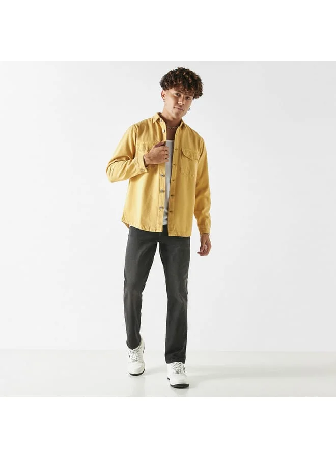 Lee Cooper Lee Cooper Solid Relaxed Fit Shirt with Long Sleeves