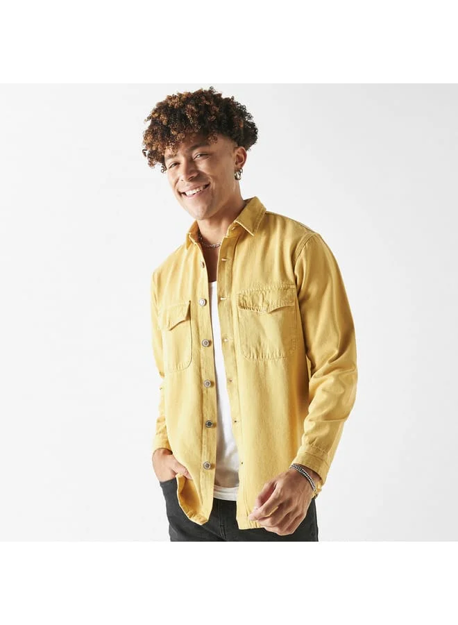 Lee Cooper Lee Cooper Solid Relaxed Fit Shirt with Long Sleeves