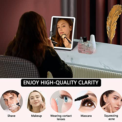 WEILY Portable Travel Mirror Makeup Mirror with 72 LED Lights, Touch Screen Three Colors Dimmable,Ultra Thin, 2000 mAh USB Rechargeable Foldable Cosmetic Mirror（Black） - Image 3