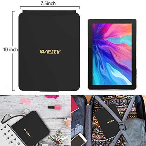 WEILY Portable Travel Mirror Makeup Mirror with 72 LED Lights, Touch Screen Three Colors Dimmable,Ultra Thin, 2000 mAh USB Rechargeable Foldable Cosmetic Mirror（Black） - Image 2
