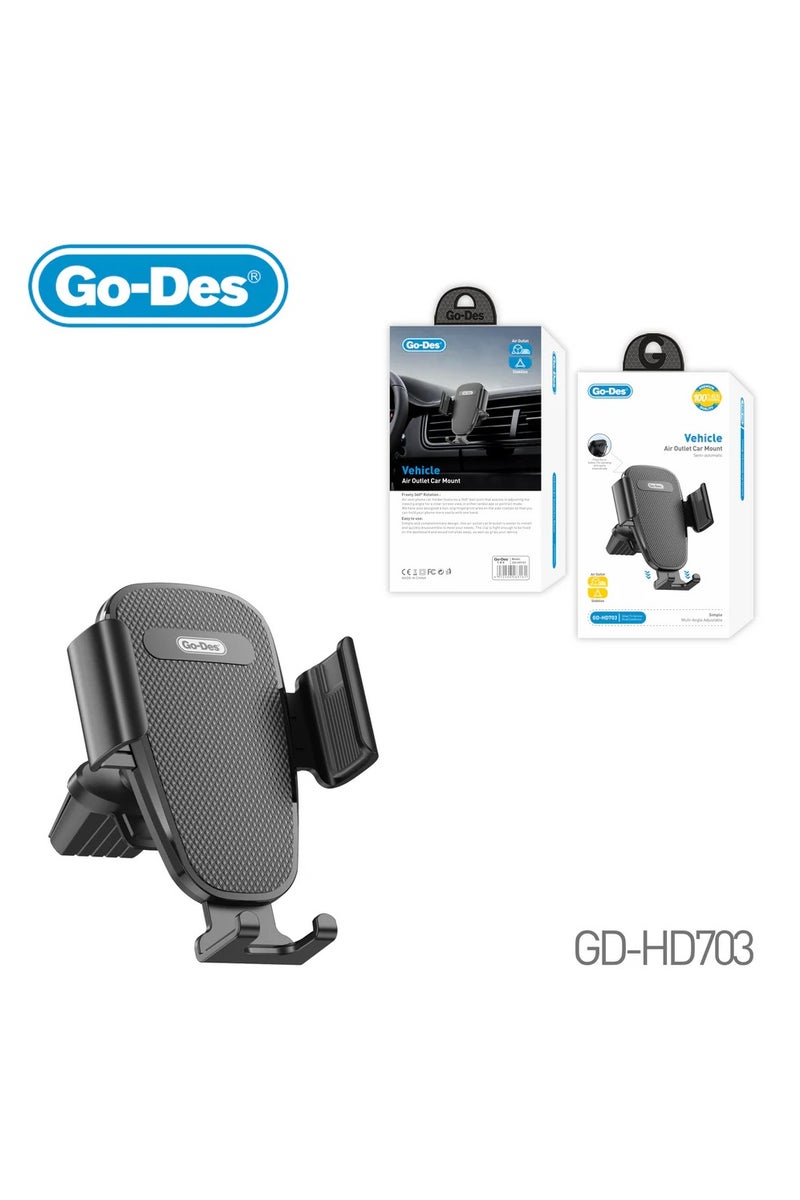 GO-DES Stable Vehicle-Mounted Air Outlet Holder 360° Rotating Universal Phone Mount for Mobile Devices - Image 1