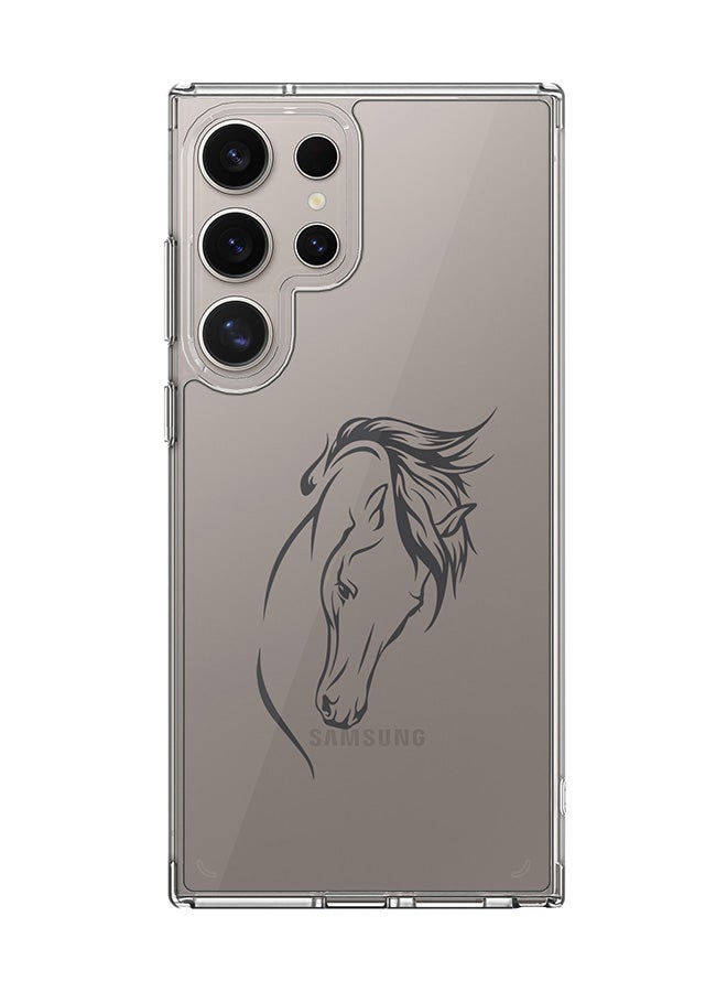 Stylizedd Classic Clear Case for Samsung Galaxy S24 Ultra , Hybrid Soft Case Flexible Edges Anti Drop TPU PC Gel Thin Transparent Cover - ArabStallion Strut - Image 1
