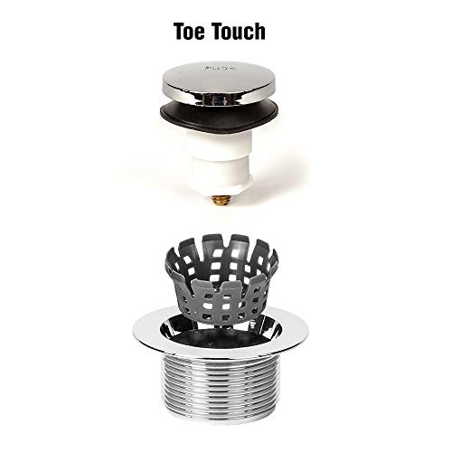 PermaFLOW PF WaterWorks Toe Touch (Foot Actuated) Bath Tub Drain Assembly with Gasket - Coarse Thread 11.5 Threads Per Inch - Free Hair Catcher/Strainer;Brushed Nickel; PF0920-BN-TT-C - Image 5
