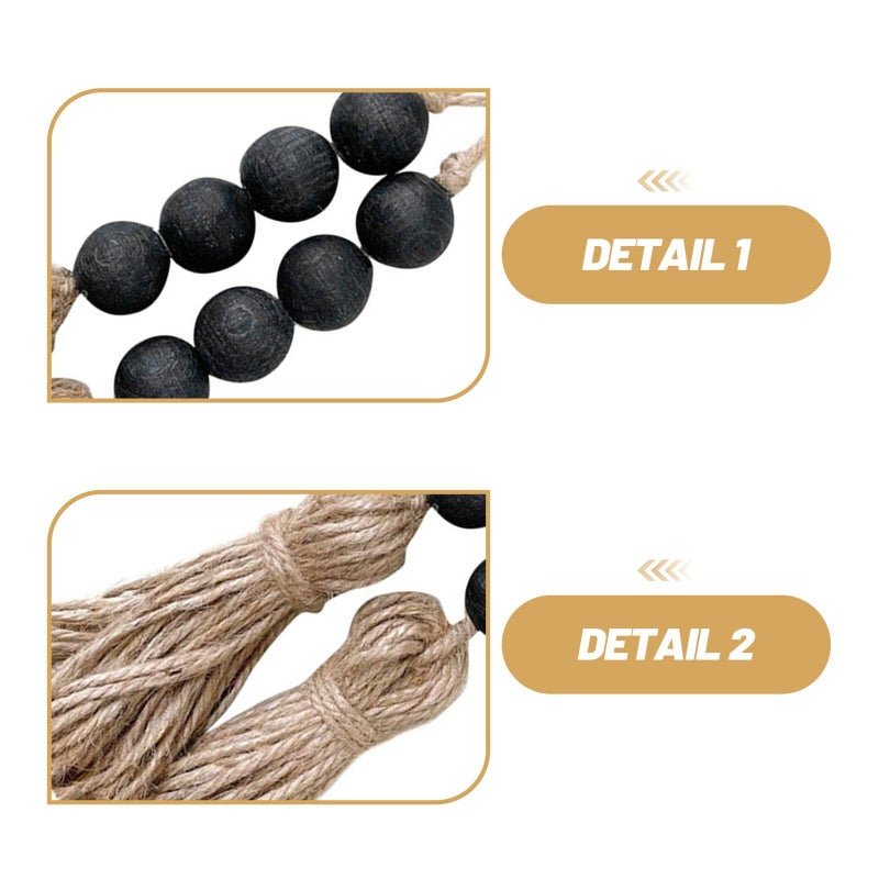 Handcrafted Farmhouse Style Wooden Bead Pendant Tassel Door Handle Decor Set - Image 4