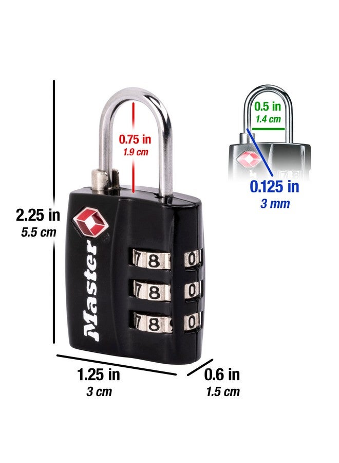 Master Lock Black TSA-Approved Luggage Lock with Wide Lock Body and Thin, Durable Steel Shackle, Zipper Lock for Backpacks, Luggage, 4680DBLK - Image 4
