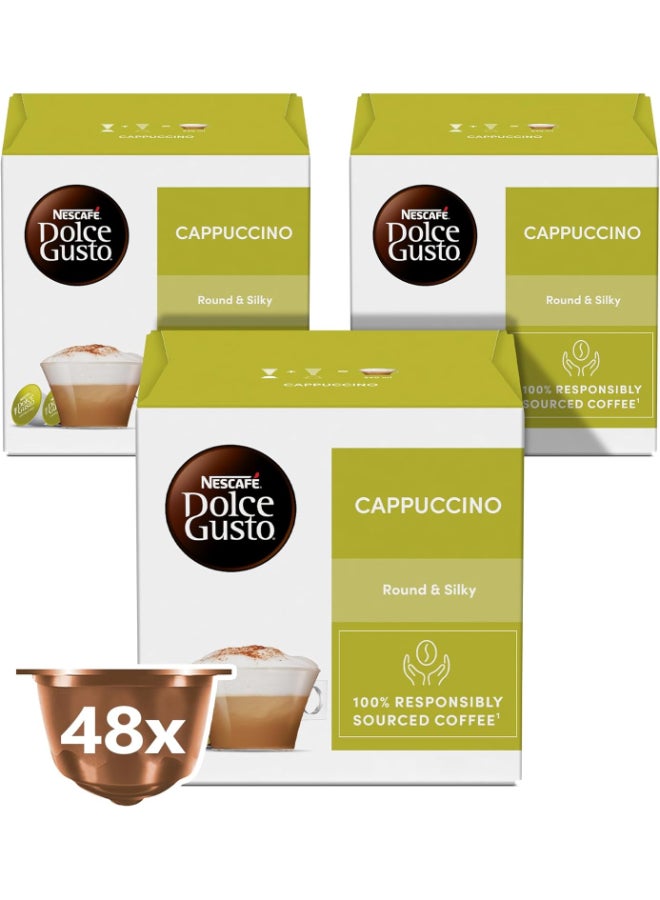 Nescafe Dolce Gusto Cappuccino 16 Coffee Capsules 559.2grams Pack of 3 - Image 1