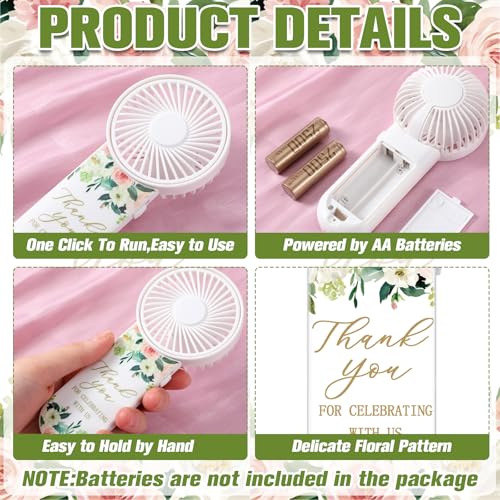 Tujoe 100 Pcs Wedding Handheld Fans for Guests Mini Personal Portable Fans Bulk Thank You for Celebrating with Us Fan for Wedding Bridal Shower Party Favors Summer Travel (Blush Peony Garden) - Image 4