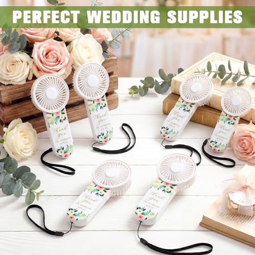 Tujoe 100 Pcs Wedding Handheld Fans for Guests Mini Personal Portable Fans Bulk Thank You for Celebrating with Us Fan for Wedding Bridal Shower Party Favors Summer Travel (Blush Peony Garden) - Image 2