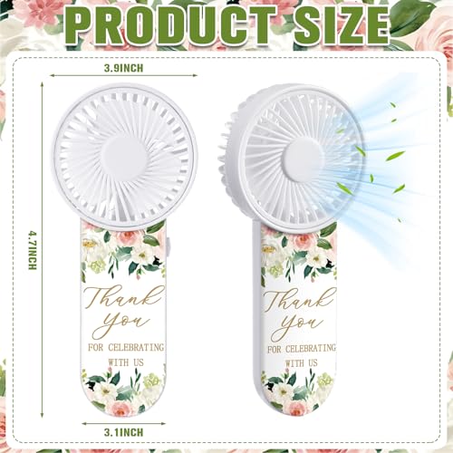 Tujoe 100 Pcs Wedding Handheld Fans for Guests Mini Personal Portable Fans Bulk Thank You for Celebrating with Us Fan for Wedding Bridal Shower Party Favors Summer Travel (Blush Peony Garden) - Image 3