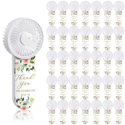 Tujoe 100 Pcs Wedding Handheld Fans for Guests Mini Personal Portable Fans Bulk Thank You for Celebrating with Us Fan for Wedding Bridal Shower Party Favors Summer Travel (Blush Peony Garden) - Image 1