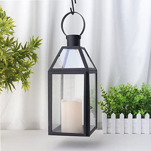 JHY DESIGN Black Decorative Lanterns 16“H Decorative Candle Lantern with Tempered Glass for Indoor Outdoor Events Parities and Weddings - Image 4
