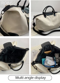 roaiss Large-Capacity Contrasting Color Travel Handbag Sequined Cat Decoration Adjustable Removable Fitness Bag Short-Distance Business Trip Duffel Bag  - Image 5