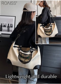 roaiss Large-Capacity Contrasting Color Travel Handbag Sequined Cat Decoration Adjustable Removable Fitness Bag Short-Distance Business Trip Duffel Bag  - Image 3