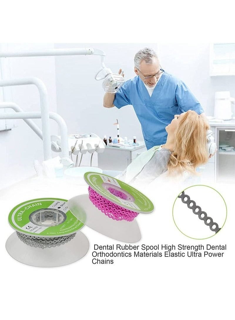 Geustos Orthodontic Bracket Rubber Chain Power Chain, Medium Distance, Dental Rubber Chain For Brackets, Continuous, Blue And Green, 2.28m/Roll - Image 3