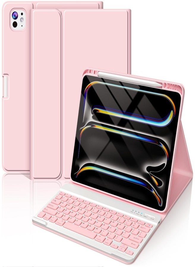FUWANG Keyboard Case for iPad Pro 13 inch (M5/M4) 2025/2024, Magnetic Detachable Colorful Keys for iPad Pro 13 inch Case with Keyboard, Folio Case for iPad pro 13'' M5/M4 with Pencil Holder - Pink - Image 1